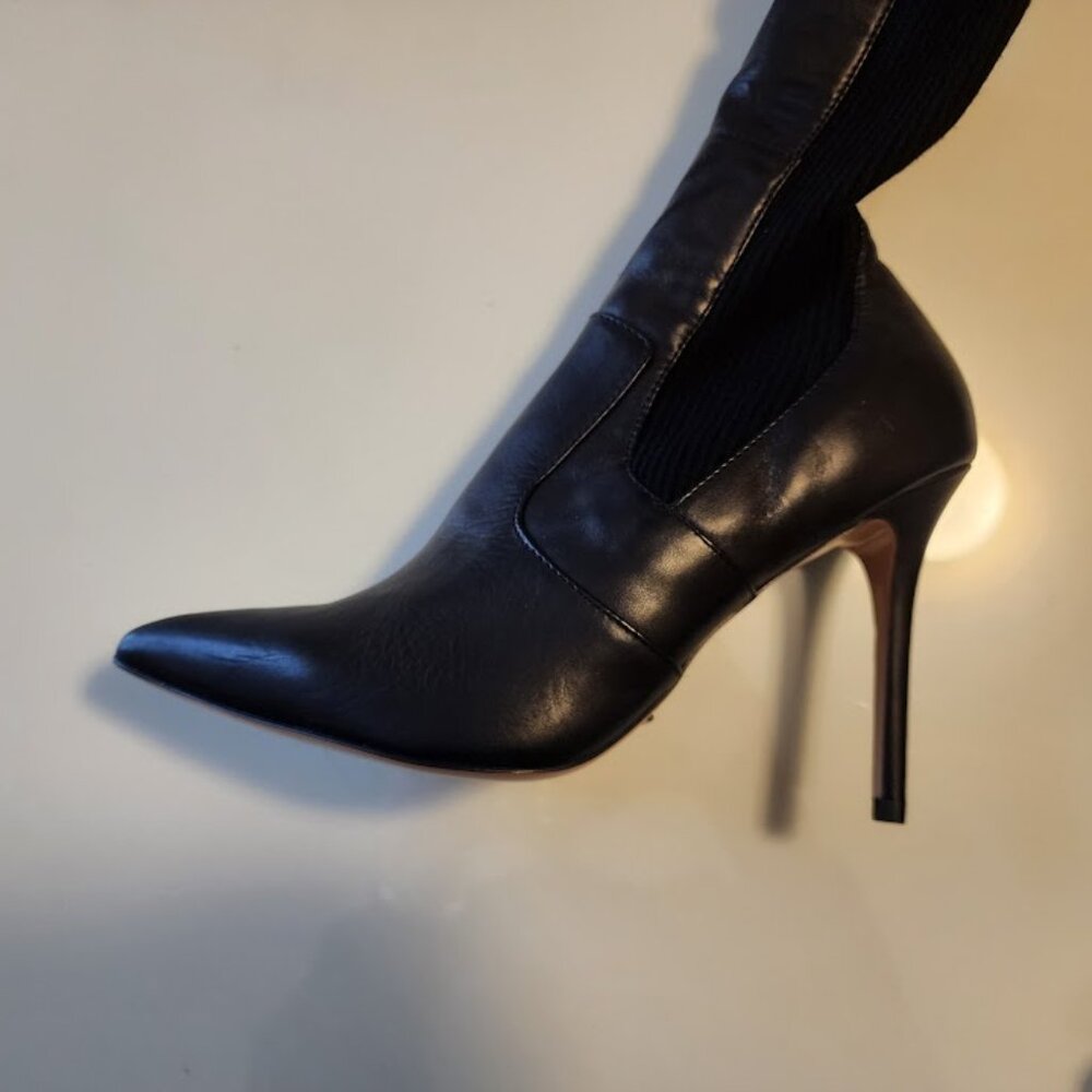 Tony Bianco Black Leather Thigh-High Stiletto Boots - Picture 3 of 13